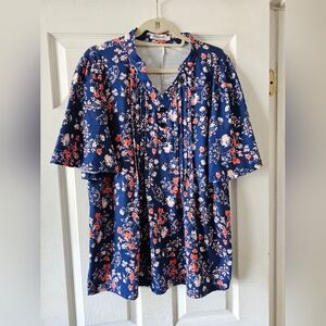 Blue Floral Casual Shirt - Size XL